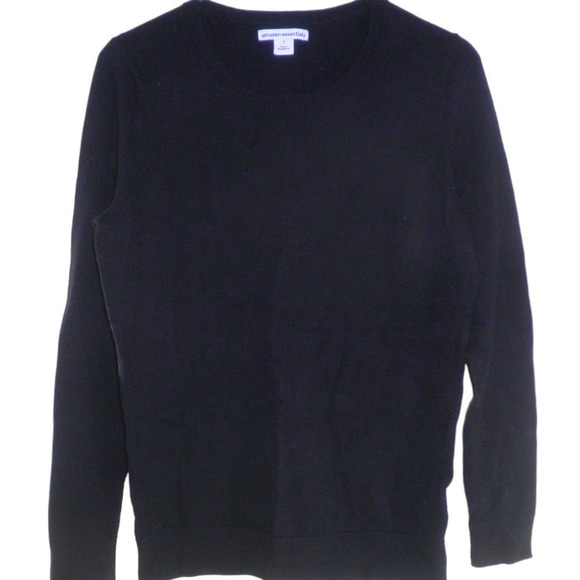 Long-Sleeve Lightweight Crewneck Sweater, Black, Small - Picture 5 of 8